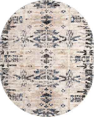 Ivory 8' x 10' Tucson Oval Area Rug 100% Polyester Unique Modern Carpet for Dining Rooms, Living Room, Bedrooms, Office Space for Sale at Rug Engine