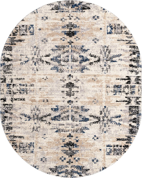 Ivory 8' x 10' Tucson Oval Area Rug 100% Polyester Unique Modern Carpet for Dining Rooms, Living Room, Bedrooms, Office Space for Sale at Rug Engine