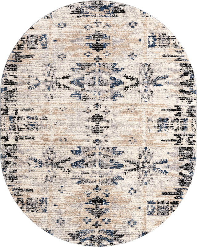 Ivory 8' x 10' Tucson Oval Area Rug 100% Polyester Unique Modern Carpet for Dining Rooms, Living Room, Bedrooms, Office Space for Sale at Rug Engine