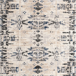 Ivory 8' x 8' Tucson Square Area Rug 100% Polyester Unique Modern Carpet for Dining Rooms, Living Room, Bedrooms, Office Space for Sale at Rug Engine
