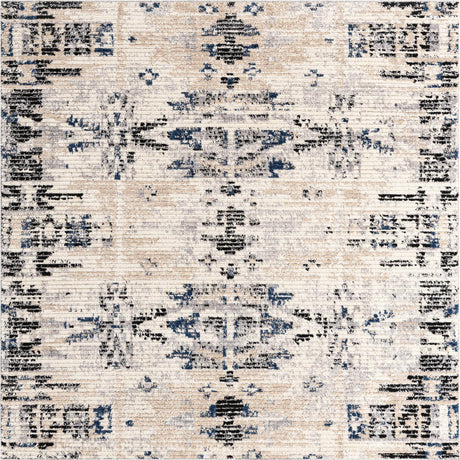Ivory 8' x 8' Tucson Square Area Rug 100% Polyester Unique Modern Carpet for Dining Rooms, Living Room, Bedrooms, Office Space for Sale at Rug Engine