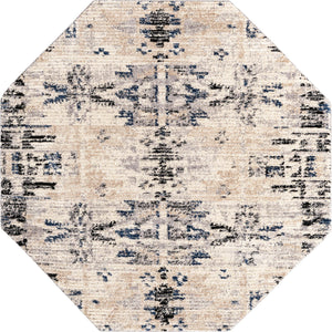 Ivory 7' x 7' Tucson Octagon Area Rug 100% Polyester Unique Modern Carpet for Dining Rooms, Living Room, Bedrooms, Office Space for Sale at Rug Engine