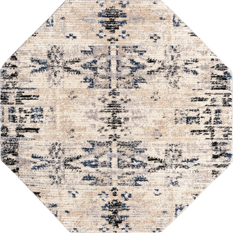 Ivory 7' x 7' Tucson Octagon Area Rug 100% Polyester Unique Modern Carpet for Dining Rooms, Living Room, Bedrooms, Office Space for Sale at Rug Engine