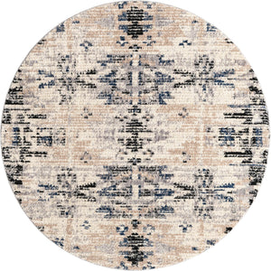 Ivory 7' x 7' Tucson Round Area Rug 100% Polyester Unique Modern Carpet for Dining Rooms, Living Room, Bedrooms, Office Space for Sale at Rug Engine