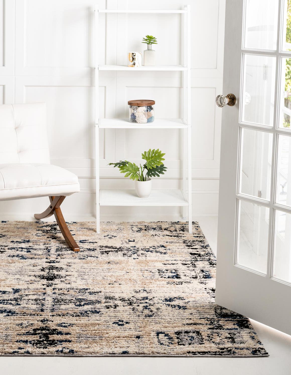 Ivory 8' x 8' Tucson Square Area Rug 100% Polyester Unique Modern Carpet for Dining Rooms, Living Room, Bedrooms, Office Space for Sale at Rug Engine