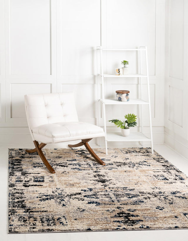 Ivory 8' x 8' Tucson Square Area Rug 100% Polyester Unique Modern Carpet for Dining Rooms, Living Room, Bedrooms, Office Space for Sale at Rug Engine