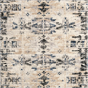 Ivory 6' x 6' Tucson Square Area Rug 100% Polyester Unique Modern Carpet for Dining Rooms, Living Room, Bedrooms, Office Space for Sale at Rug Engine