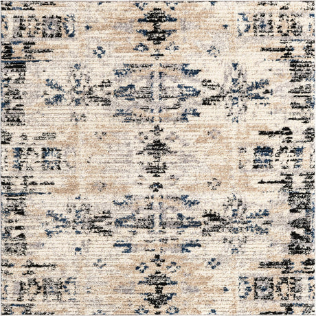 Ivory 6' x 6' Tucson Square Area Rug 100% Polyester Unique Modern Carpet for Dining Rooms, Living Room, Bedrooms, Office Space for Sale at Rug Engine