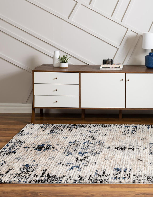 Ivory 9' x 12' Tucson Rectangle Area Rug 100% Polyester Unique Modern Carpet for Dining Rooms, Living Room, Bedrooms, Office Space for Sale at Rug Engine