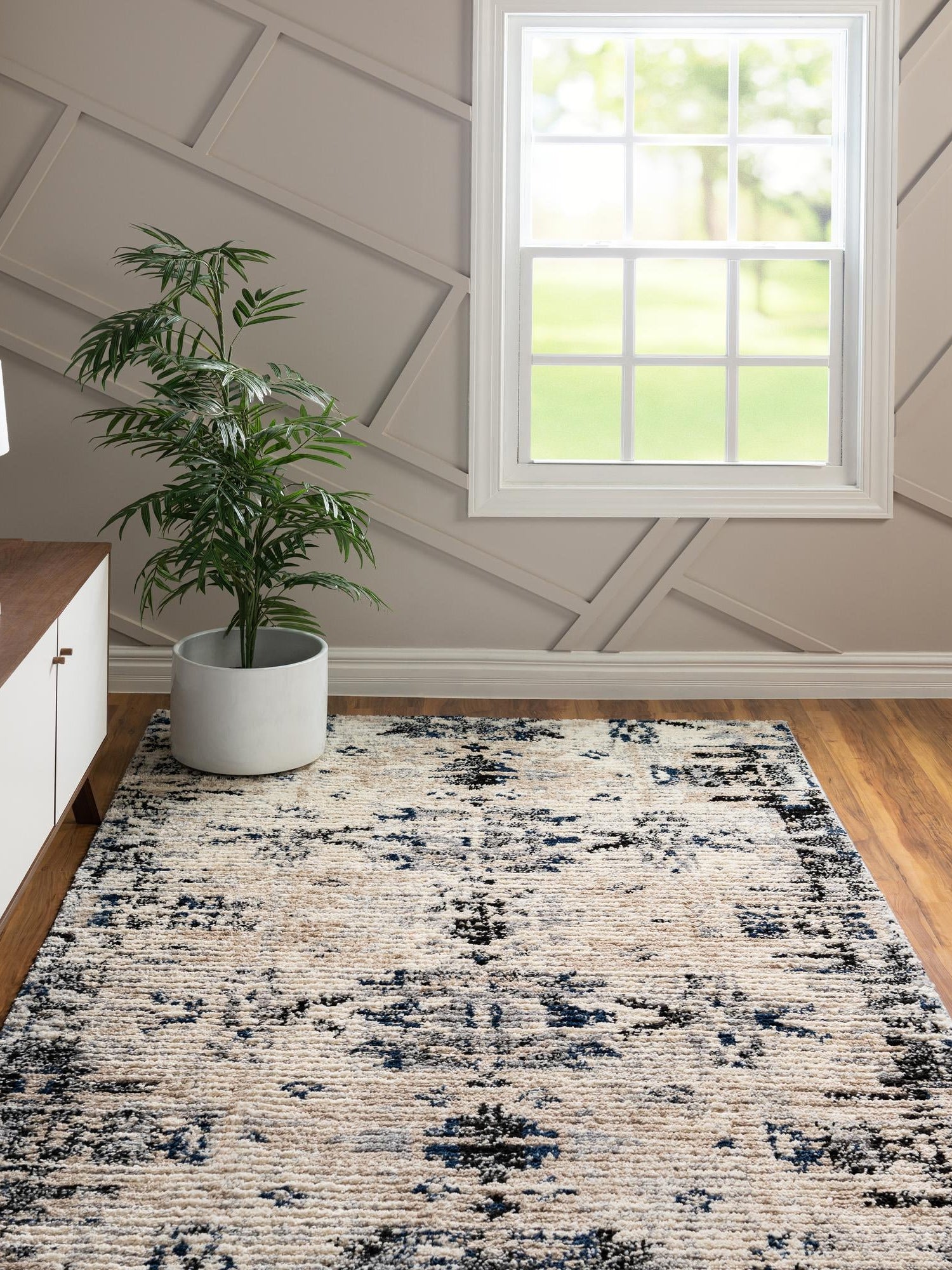 Ivory 4' x 6' Tucson Rectangle Area Rug 100% Polyester Unique Modern Carpet for Dining Rooms, Living Room, Bedrooms, Office Space for Sale at Rug Engine