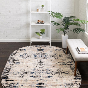 Ivory 4' x 6' Tucson Oval Area Rug 100% Polyester Unique Modern Carpet for Dining Rooms, Living Room, Bedrooms, Office Space for Sale at Rug Engine