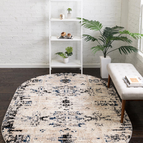 Ivory 5' x 8' Tucson Oval Area Rug 100% Polyester Unique Modern Carpet for Dining Rooms, Living Room, Bedrooms, Office Space for Sale at Rug Engine