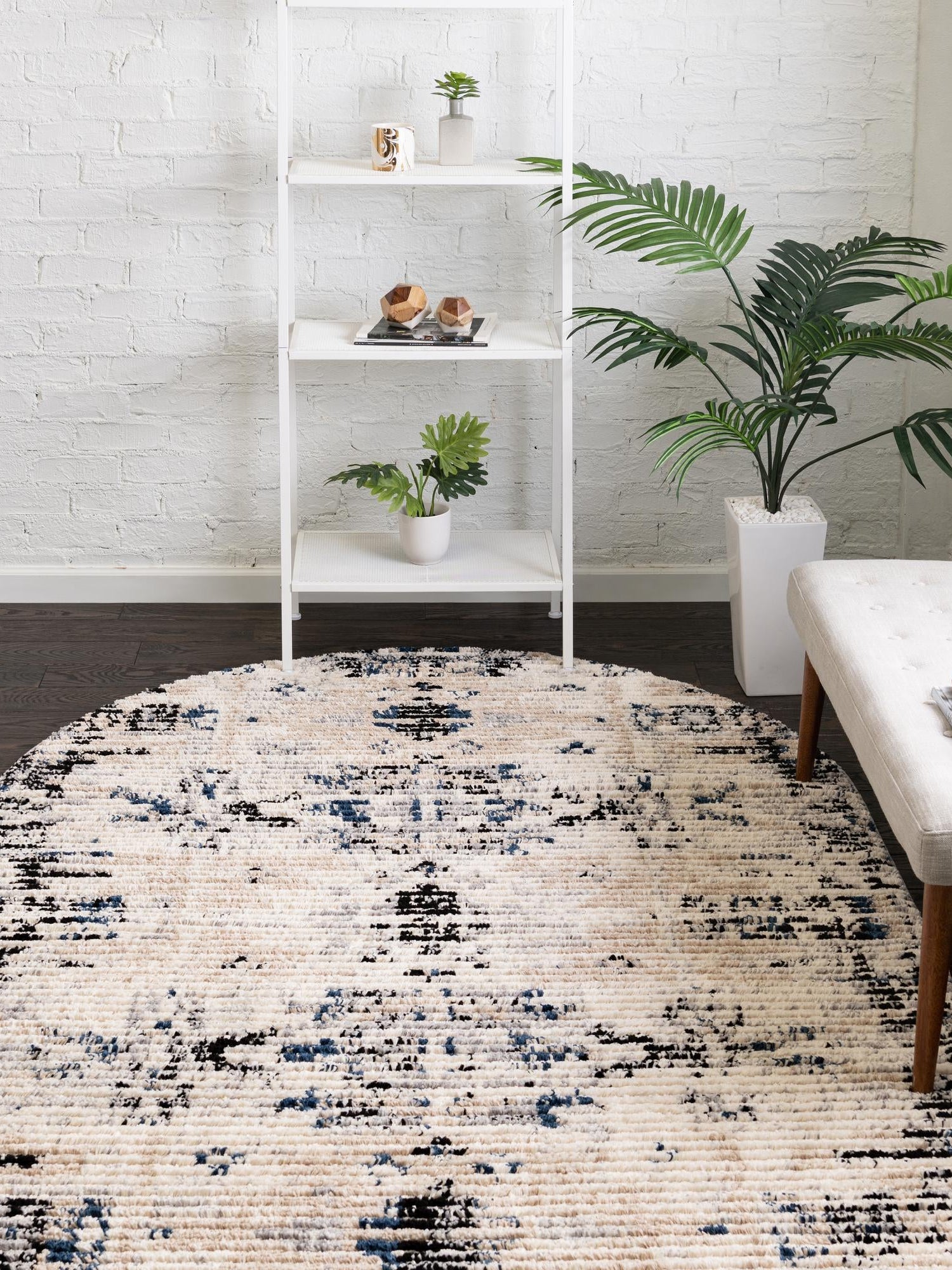 Ivory 8' x 10' Tucson Oval Area Rug 100% Polyester Unique Modern Carpet for Dining Rooms, Living Room, Bedrooms, Office Space for Sale at Rug Engine