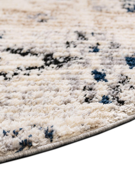 Ivory 5' x 5' Tucson Round Area Rug 100% Polyester Unique Modern Carpet for Dining Rooms, Living Room, Bedrooms, Office Space for Sale at Rug Engine