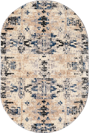 Ivory 4' x 6' Tucson Oval Area Rug 100% Polyester Unique Modern Carpet for Dining Rooms, Living Room, Bedrooms, Office Space for Sale at Rug Engine