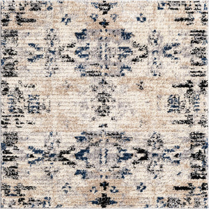 Ivory 4' x 4' Tucson Square Area Rug 100% Polyester Unique Modern Carpet for Dining Rooms, Living Room, Bedrooms, Office Space for Sale at Rug Engine