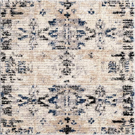 Ivory 4' x 4' Tucson Square Area Rug 100% Polyester Unique Modern Carpet for Dining Rooms, Living Room, Bedrooms, Office Space for Sale at Rug Engine