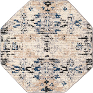 Ivory 4' x 4' Tucson Octagon Area Rug 100% Polyester Unique Modern Carpet for Dining Rooms, Living Room, Bedrooms, Office Space for Sale at Rug Engine
