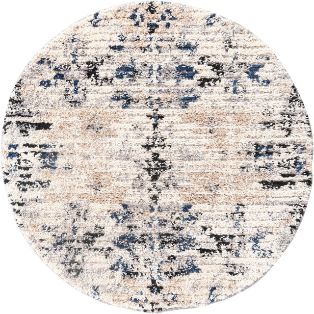 Ivory 3' x 3' Tucson Round Area Rug 100% Polyester Unique Modern Carpet for Dining Rooms, Living Room, Bedrooms, Office Space for Sale at Rug Engine