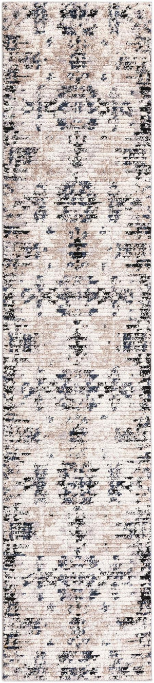 Ivory 2' 7 x 12' Tucson Runner Area Rug 100% Polyester Unique Modern Carpet for Dining Rooms, Living Room, Bedrooms, Office Space for Sale at Rug Engine