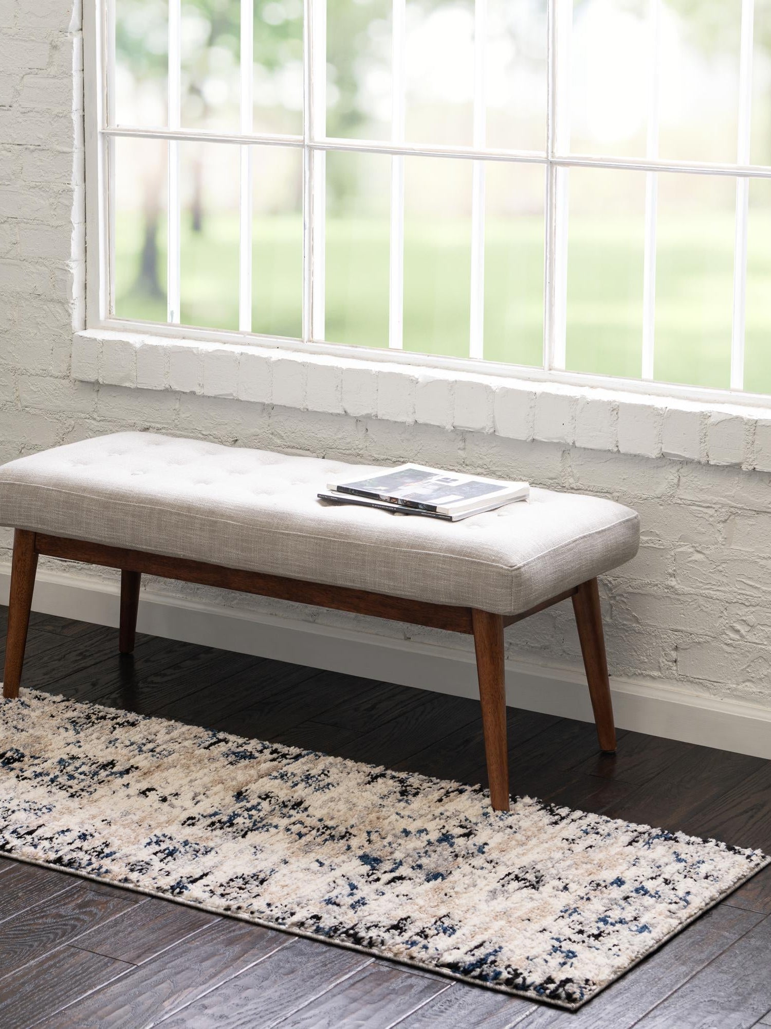 Ivory 2' x 6' Tucson Runner Area Rug 100% Polyester Unique Modern Carpet for Dining Rooms, Living Room, Bedrooms, Office Space for Sale at Rug Engine