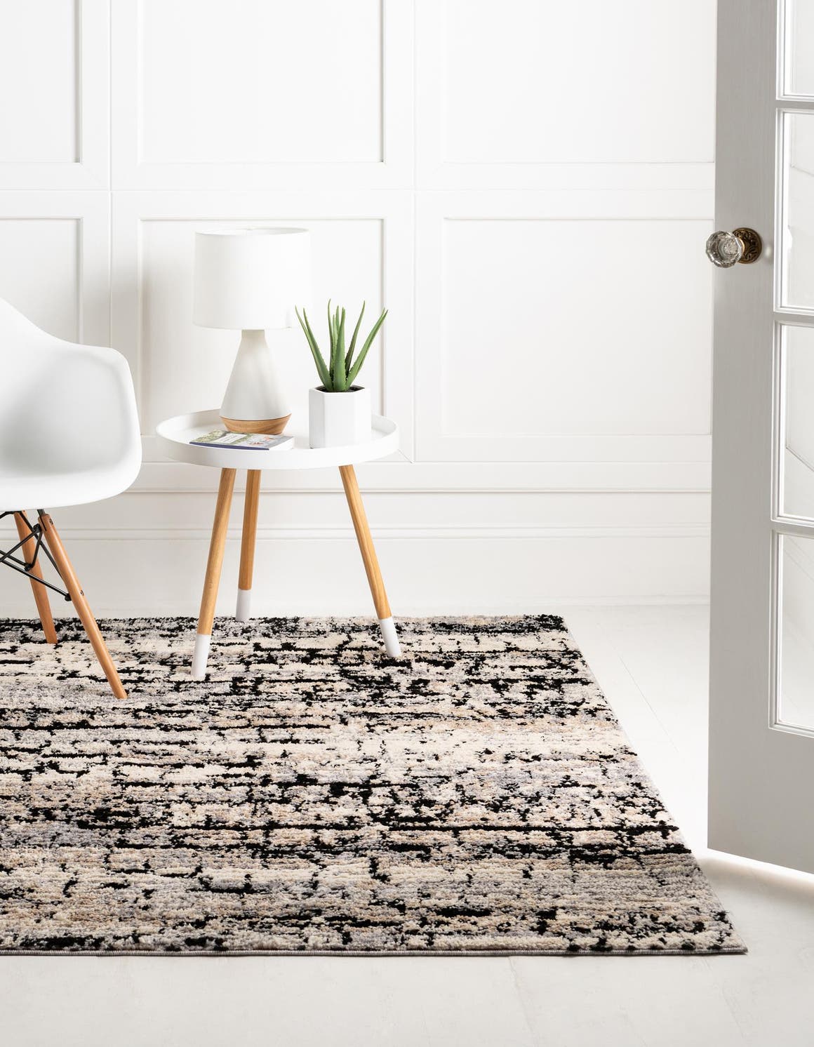 Gray 4' x 4' Tucson Square Area Rug 100% Polyester Unique Modern Carpet for Dining Rooms, Living Room, Bedrooms, Office Space for Sale at Rug Engine