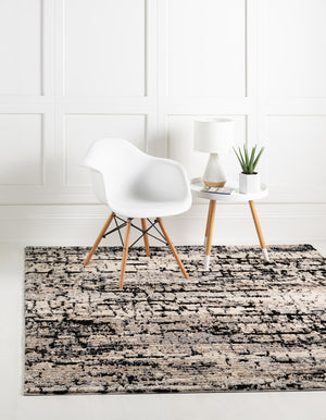 Gray 4' x 4' Tucson Square Area Rug 100% Polyester Unique Modern Carpet for Dining Rooms, Living Room, Bedrooms, Office Space for Sale at Rug Engine