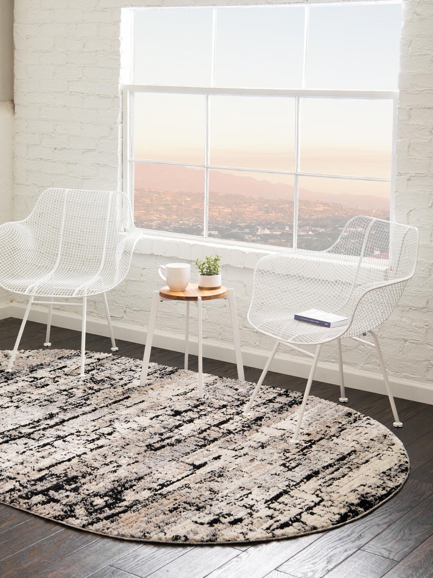 Gray 5' x 8' Tucson Oval Area Rug 100% Polyester Unique Modern Carpet for Dining Rooms, Living Room, Bedrooms, Office Space for Sale at Rug Engine