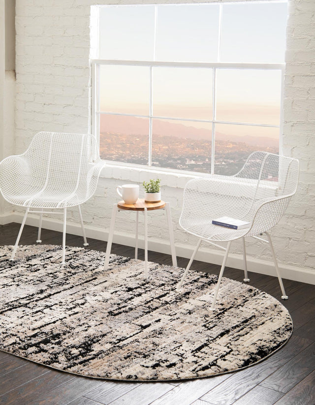 Gray 5' x 8' Tucson Oval Area Rug 100% Polyester Unique Modern Carpet for Dining Rooms, Living Room, Bedrooms, Office Space for Sale at Rug Engine