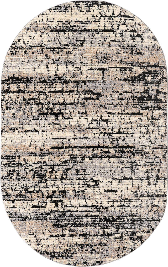 Gray 5' x 8' Tucson Oval Area Rug 100% Polyester Unique Modern Carpet for Dining Rooms, Living Room, Bedrooms, Office Space for Sale at Rug Engine