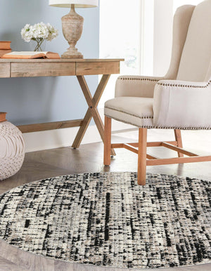 Gray 5' x 5' Tucson Round Area Rug 100% Polyester Unique Modern Carpet for Dining Rooms, Living Room, Bedrooms, Office Space for Sale at Rug Engine