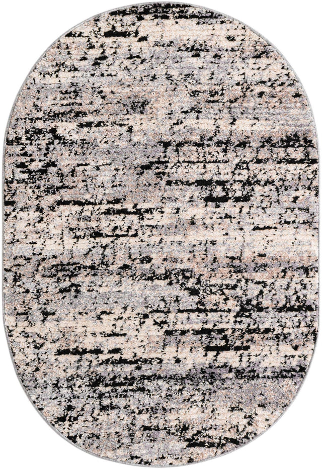 Gray 4' x 6' Tucson Oval Area Rug 100% Polyester Unique Modern Carpet for Dining Rooms, Living Room, Bedrooms, Office Space for Sale at Rug Engine