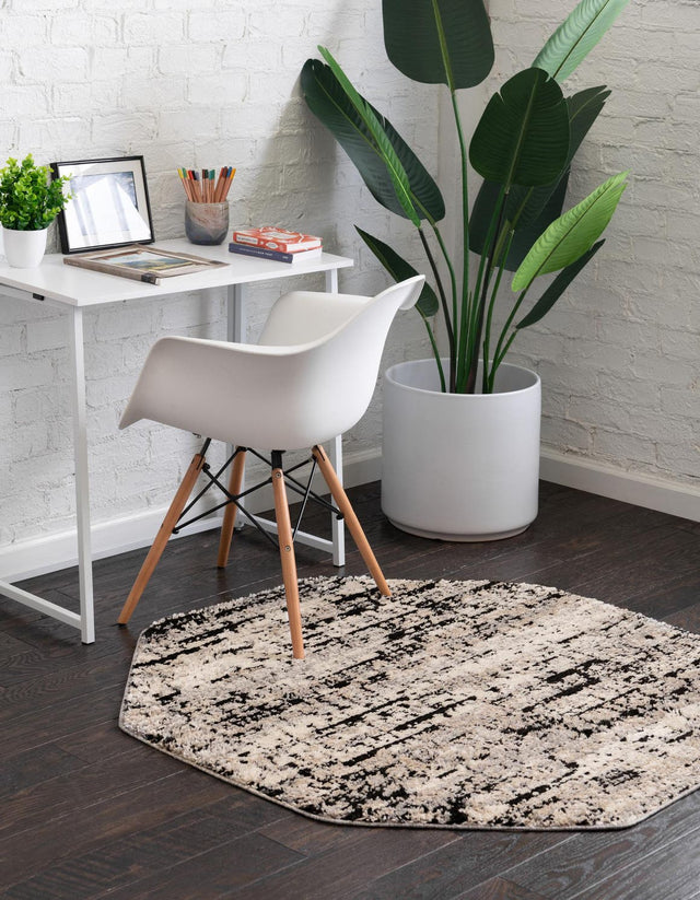 Gray 4' x 4' Tucson Octagon Area Rug 100% Polyester Unique Modern Carpet for Dining Rooms, Living Room, Bedrooms, Office Space for Sale at Rug Engine