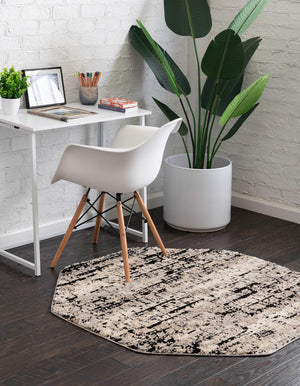Gray 7' x 7' Tucson Octagon Area Rug 100% Polyester Unique Modern Carpet for Dining Rooms, Living Room, Bedrooms, Office Space for Sale at Rug Engine
