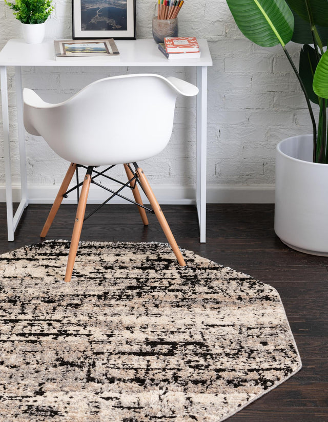 Gray 4' x 4' Tucson Octagon Area Rug 100% Polyester Unique Modern Carpet for Dining Rooms, Living Room, Bedrooms, Office Space for Sale at Rug Engine