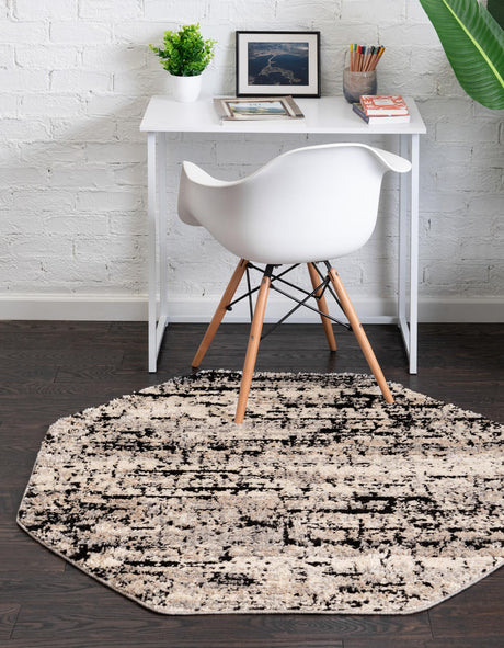 Gray 7' x 7' Tucson Octagon Area Rug 100% Polyester Unique Modern Carpet for Dining Rooms, Living Room, Bedrooms, Office Space for Sale at Rug Engine