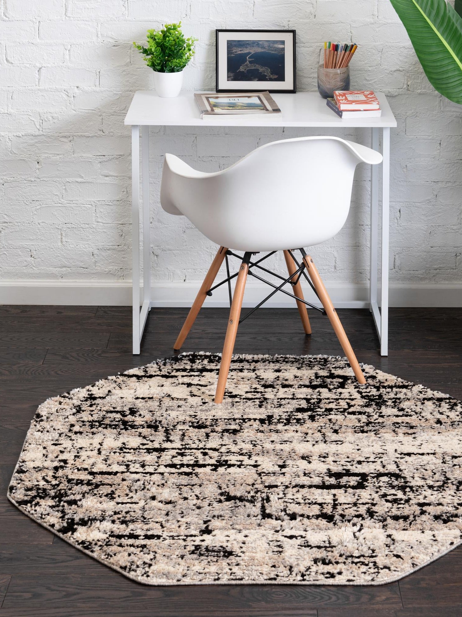 Gray 4' x 4' Tucson Octagon Area Rug 100% Polyester Unique Modern Carpet for Dining Rooms, Living Room, Bedrooms, Office Space for Sale at Rug Engine