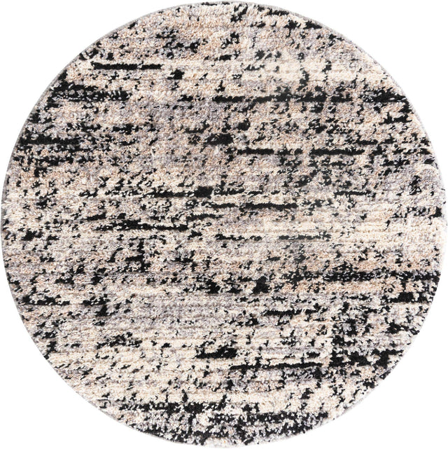 Gray 3' x 3' Tucson Round Area Rug 100% Polyester Unique Modern Carpet for Dining Rooms, Living Room, Bedrooms, Office Space for Sale at Rug Engine