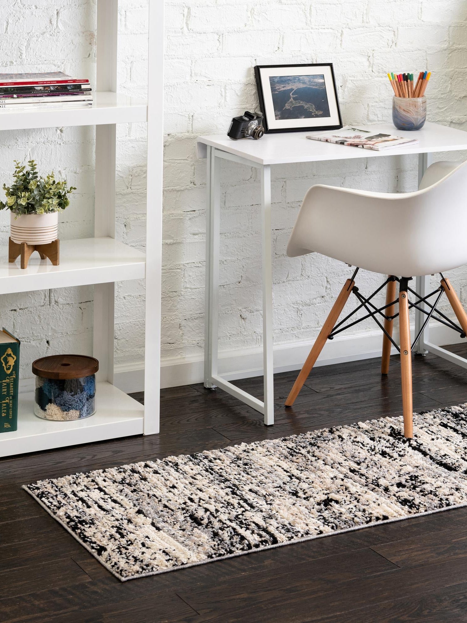 Gray 2' 7 x 12' Tucson Runner Area Rug 100% Polyester Unique Modern Carpet for Dining Rooms, Living Room, Bedrooms, Office Space for Sale at Rug Engine
