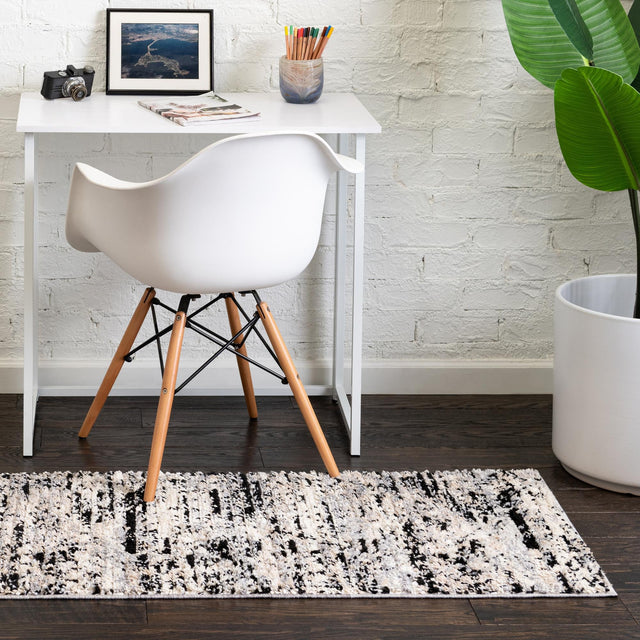 Gray 2' 7 x 12' Tucson Runner Area Rug 100% Polyester Unique Modern Carpet for Dining Rooms, Living Room, Bedrooms, Office Space for Sale at Rug Engine
