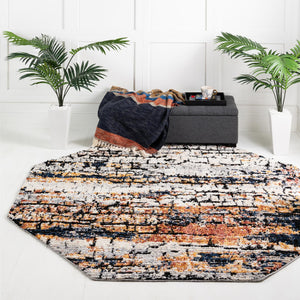 Multicolor 4' x 4' Tucson Octagon Area Rug 100% Polyester Unique Modern Carpet for Dining Rooms, Living Room, Bedrooms, Office Space for Sale at Rug Engine