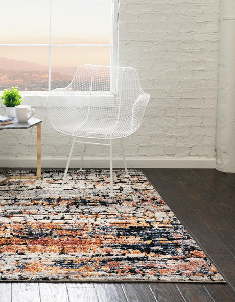 Multicolor 6' x 6' Tucson Square Area Rug 100% Polyester Unique Modern Carpet for Dining Rooms, Living Room, Bedrooms, Office Space for Sale at Rug Engine