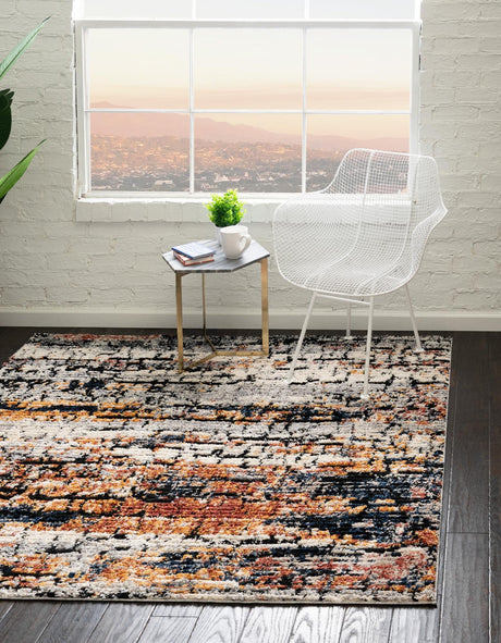 Multicolor 4' x 4' Tucson Square Area Rug 100% Polyester Unique Modern Carpet for Dining Rooms, Living Room, Bedrooms, Office Space for Sale at Rug Engine