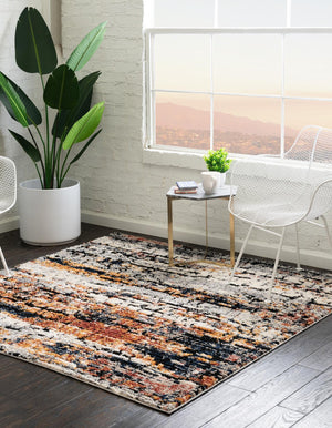 Multicolor 6' x 6' Tucson Square Area Rug 100% Polyester Unique Modern Carpet for Dining Rooms, Living Room, Bedrooms, Office Space for Sale at Rug Engine