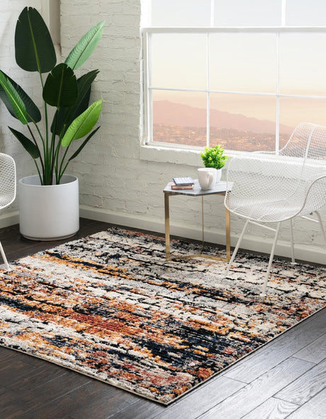 Multicolor 6' x 6' Tucson Square Area Rug 100% Polyester Unique Modern Carpet for Dining Rooms, Living Room, Bedrooms, Office Space for Sale at Rug Engine