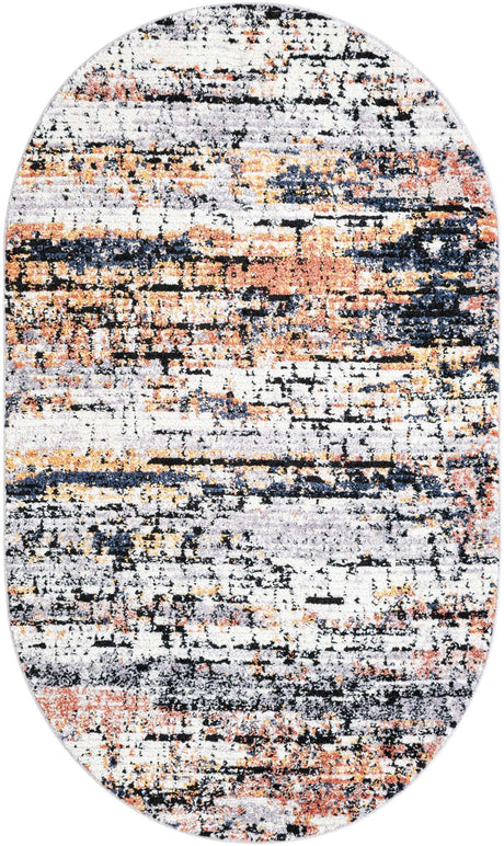 Multicolor 5' x 8' Tucson Oval Area Rug 100% Polyester Unique Modern Carpet for Dining Rooms, Living Room, Bedrooms, Office Space for Sale at Rug Engine