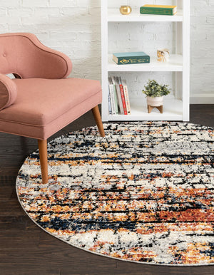 Multicolor 7' x 7' Tucson Round Area Rug 100% Polyester Unique Modern Carpet for Dining Rooms, Living Room, Bedrooms, Office Space for Sale at Rug Engine