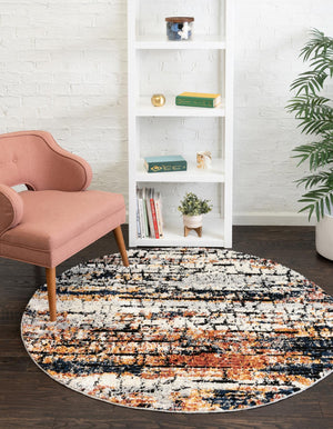 Multicolor 3' x 3' Tucson Round Area Rug 100% Polyester Unique Modern Carpet for Dining Rooms, Living Room, Bedrooms, Office Space for Sale at Rug Engine