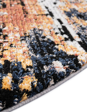 Multicolor 3' x 3' Tucson Round Area Rug 100% Polyester Unique Modern Carpet for Dining Rooms, Living Room, Bedrooms, Office Space for Sale at Rug Engine