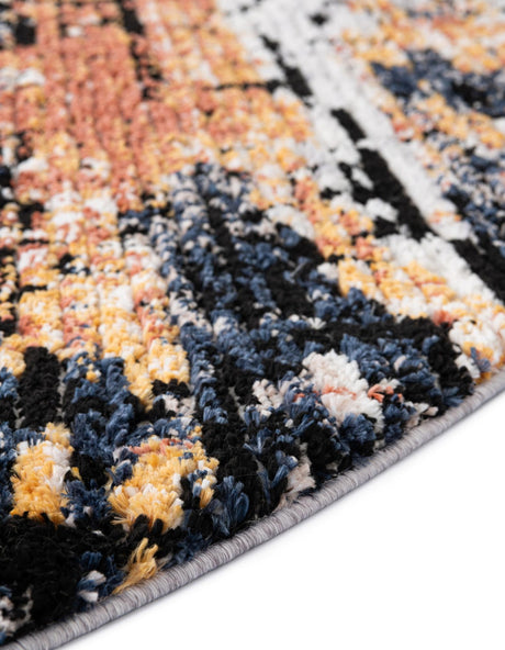 Multicolor 3' x 3' Tucson Round Area Rug 100% Polyester Unique Modern Carpet for Dining Rooms, Living Room, Bedrooms, Office Space for Sale at Rug Engine